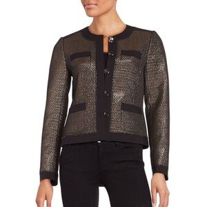 Karl Lagerfeld Metallic Gold Black Blazer Jacket Size 10 NWT